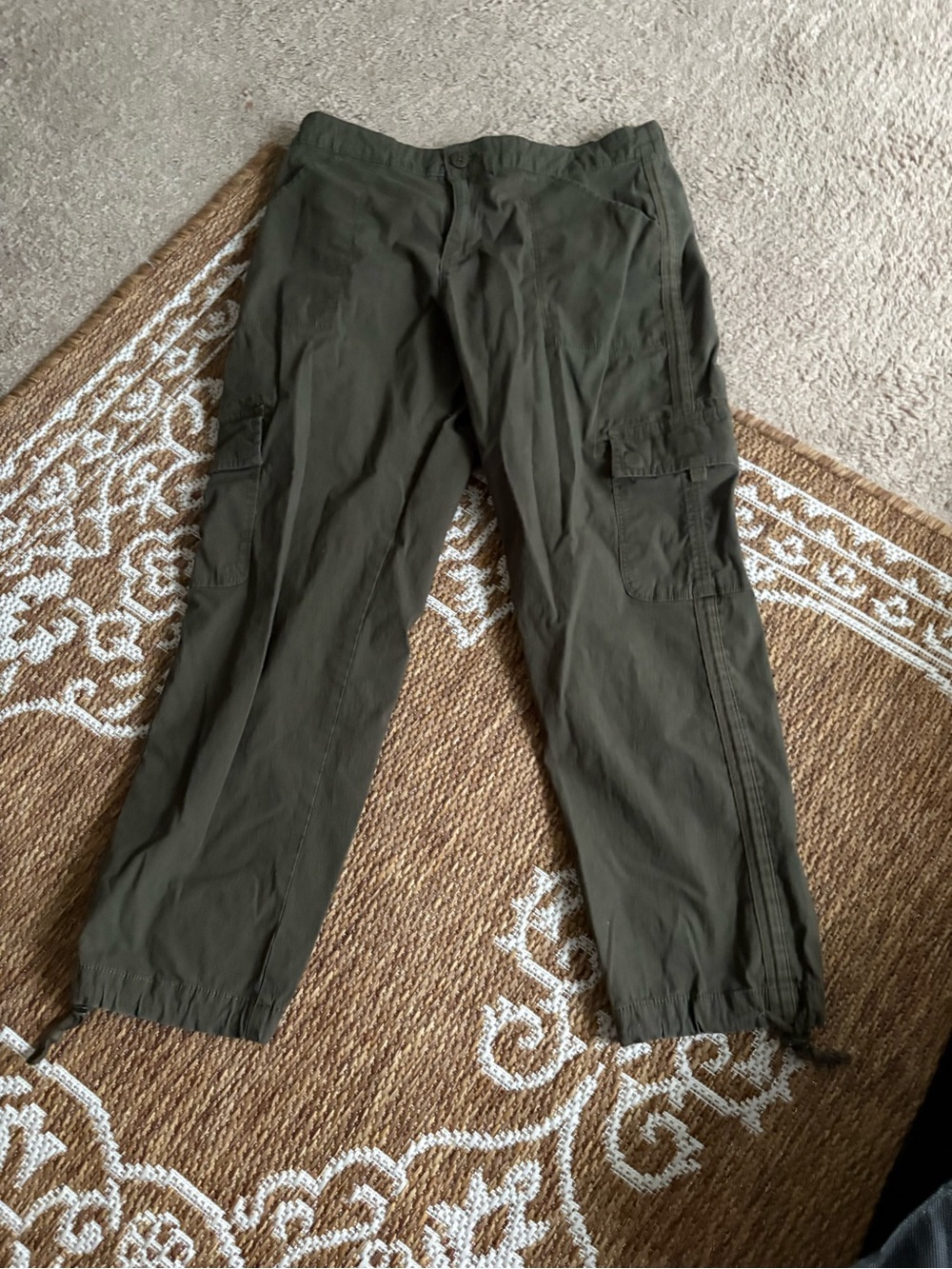 Sanctuary womens green cargo straight leg pants w/pockets elastic waist size 10